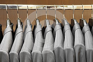 Men suit jackets in apparel store