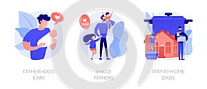 Men taking paternity leave abstract concept vector illustrations