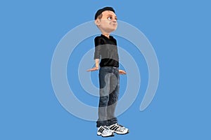 Men a thinking 3D cartoon illustration, Excited