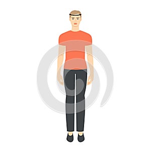 Men to do head measurement body with arrows fashion Illustration for size chart. Flat male character front 8 head