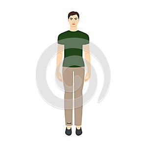 Men to do high ankle measurement body with arrows fashion Illustration for size chart. Flat male character front 8 head