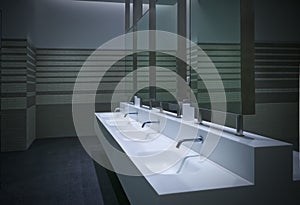 Men toilet and four sinks in National Convention Center