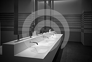 Men toilet and four sinks in National Convention Center