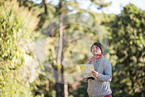 Men traveller going alone