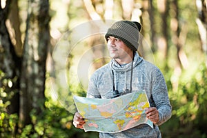 Men traveller going alone