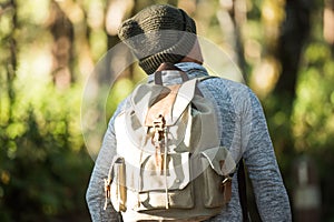 Men traveller going alone