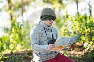 Men traveller going alone