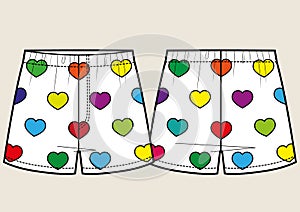 Men underpants boxers with rainbow hearts pattern