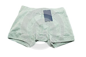 Men underwear with price tag on white background