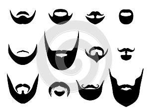 Men vector silhouette shapes of beards and mustaches