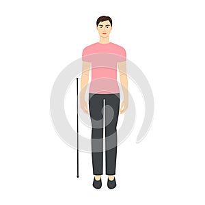 Men waist to floor measurement body with arrows fashion Illustration for size chart. Flat male character front 8 head