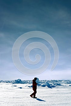 Men walking in Antarctica