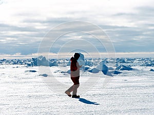 Men walking in Antarctica