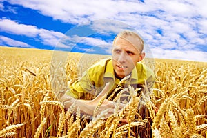 Men in wheat field