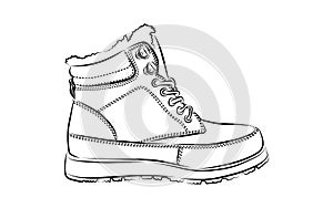 Men winter boots on white background