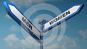 Men - Woman street arrow signs - 3D rendering illustration