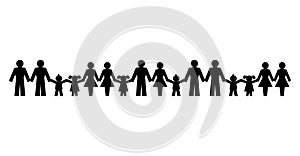 Pictograms of people holding hands, standing in a row photo