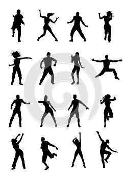 Men and women dancing Zumba photo