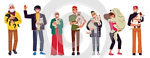 Men and women of different ages with their dogs
