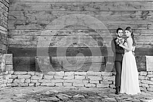 Men and women just married looking and posing at camera