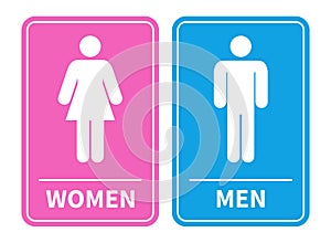 Men and Women Restroom Sign. male and female silhouetted figures on a blue and pink.Toilet Sign. Vector illustration