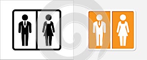 Men and women symbol icon. Privy gender vector sign. Lady and gentlemen WC or toilet vector icon illustration