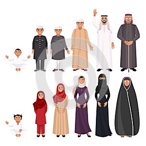 Men and women traditioanal arabic clothes for all ages