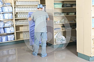 Men working on a sterilizing place in the