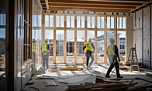 Men Working Together on Construction Site