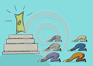 Men worshiping money