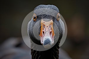 Menacing Angry goose closeup. Generate AI