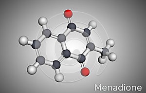 Menadione, menaphthone, provitamin molecule. It is called vitamin K3.  Molecular model