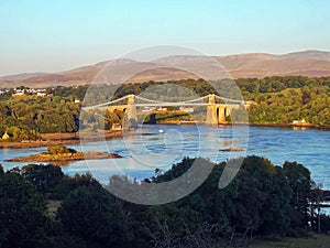 Menai bridge between the Isle of Anglesey and Gwynedd County, North West Wales