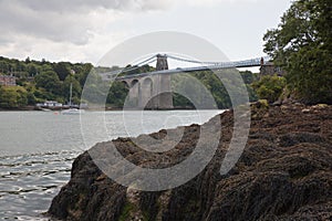 Menai Bridge linking the island of Anglesey with the mainland of Wales