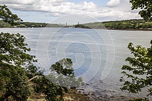 Menai Strait from shore on Anglesey, Wales, UK