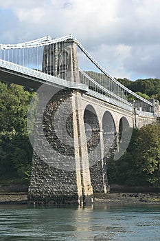 The Menai suspension Bridge between Anglesey and Snowdonia