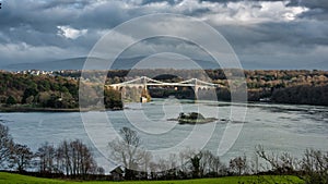 Menai suspension bridge landscape