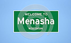 Menasha, Wisconsin city limit sign. Town sign from the USA.