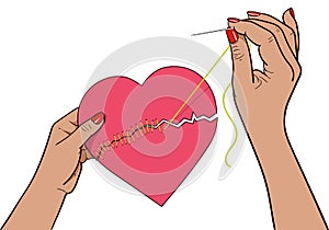 Mended heart vector illustration