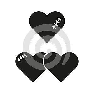 Mended heart symbol. Love and care. Vector illustration. EPS 10.