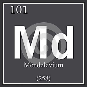 Mendelevium chemical element, dark square symbol
