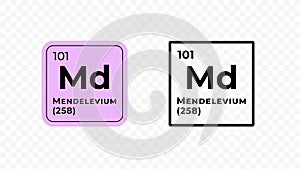 Mendelevium, chemical element of the periodic table vector