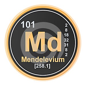 Mendelevium Md chemical element. 3D rendering