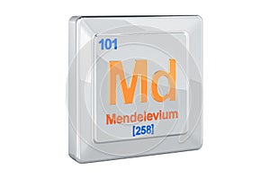 Mendelevium Md, chemical element sign. 3D rendering