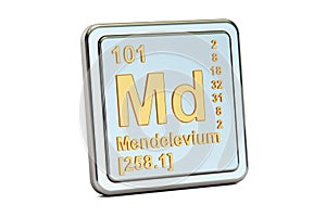 Mendelevium Md, chemical element sign. 3D rendering