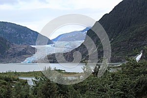 Mendenhall Glacier and Mendenhall Lake in Alaska