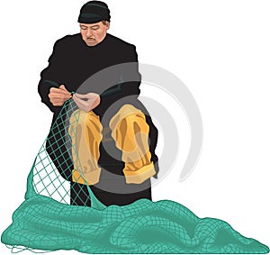 Mending Net Vector Illustration