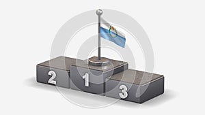 Mendoza 3D waving flag illustration on winner podium.