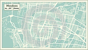 Mendoza Argentina City Map in Retro Style. Outline Map