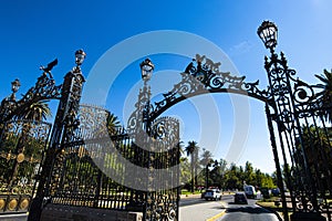 Mendoza Argentina Wrought iron gate purchased in Scotland and Condor from the General San Martin Park, Plaza de la photo